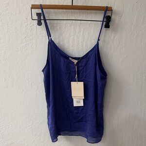 Nouvelle Silk 95 Silk Zanzi Cami Atlantica Blue Purple Large Tank Top NWT